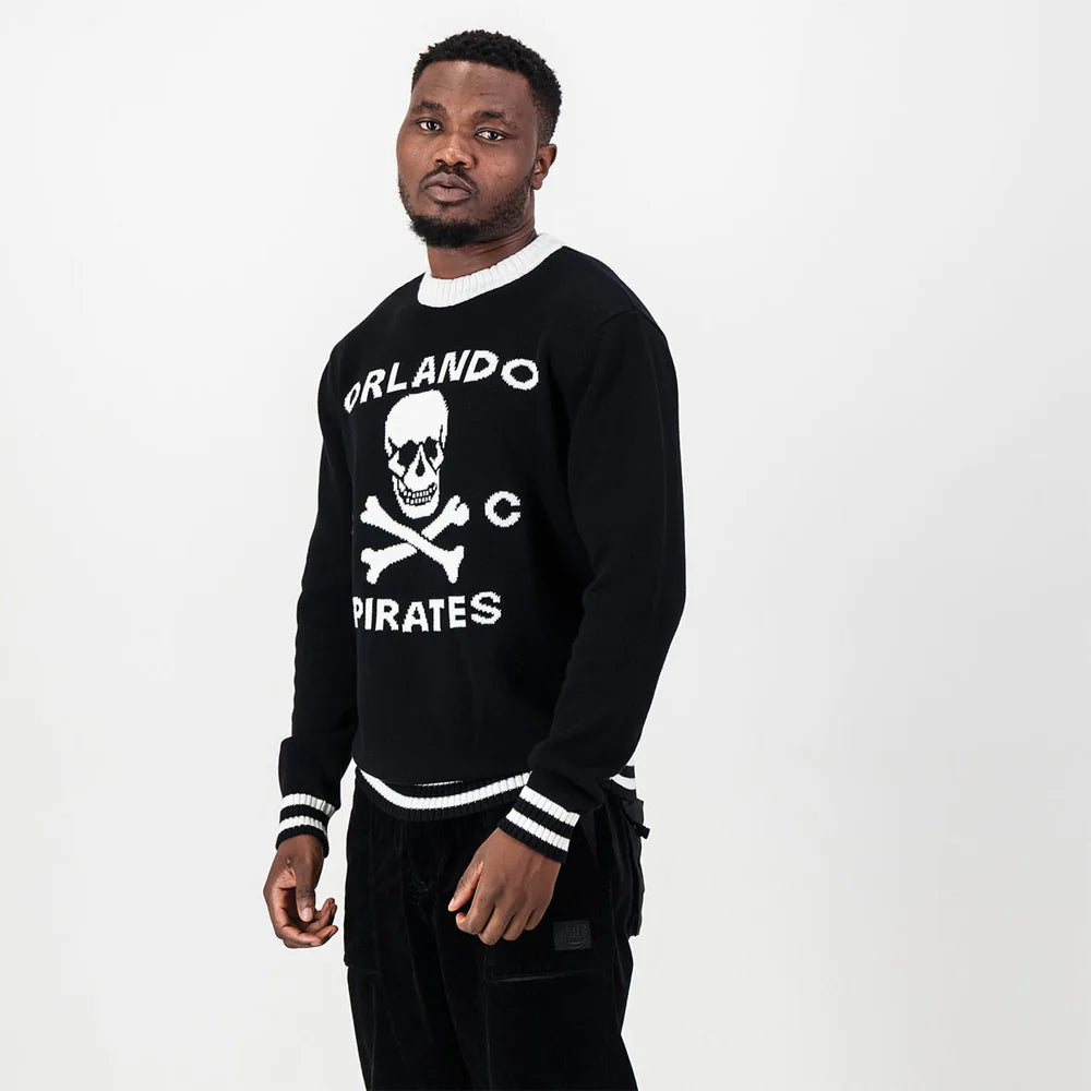 Orlando Pirates Tipped Crew Knit LS Jersey- Black