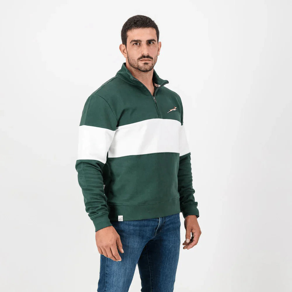 Springboks Classic Hoop Quarter Zip-OS Green