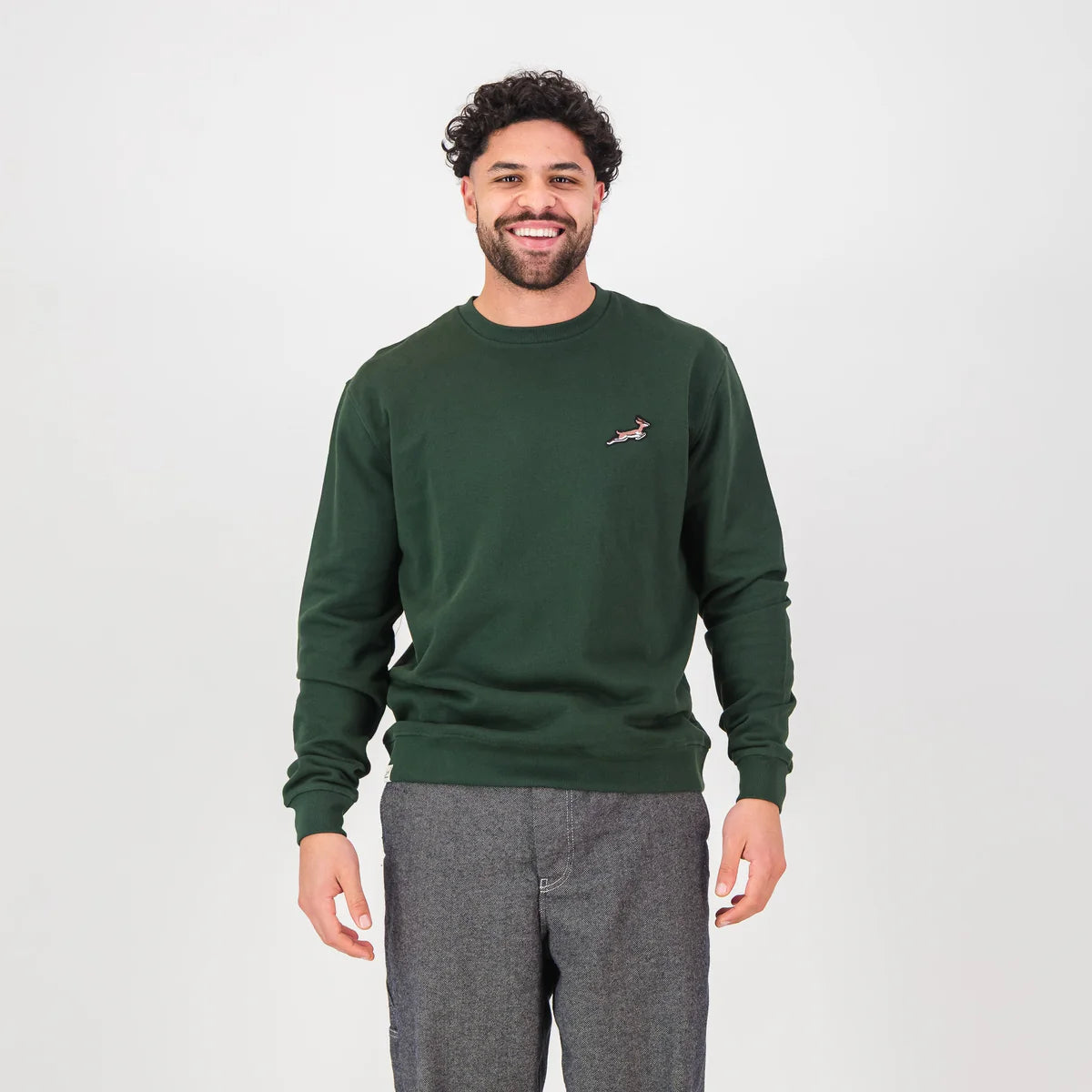 Springboks Nat Badge Crew Neck Sweat-OS Green