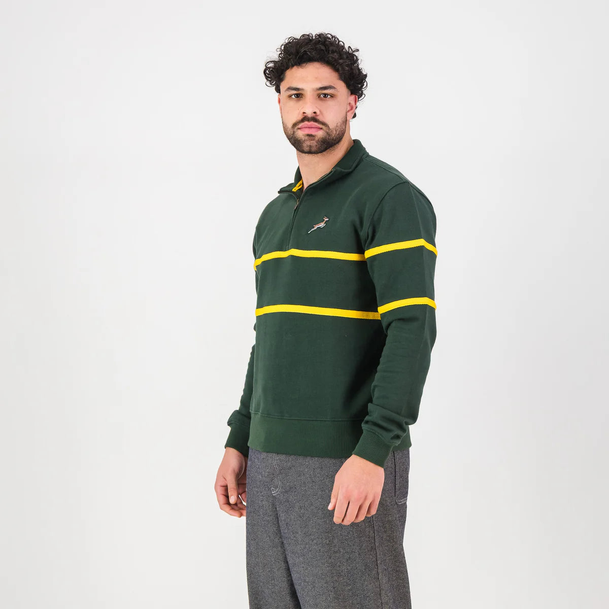 Springboks Twill Hoop Quarter Zip Sweat - OS Green