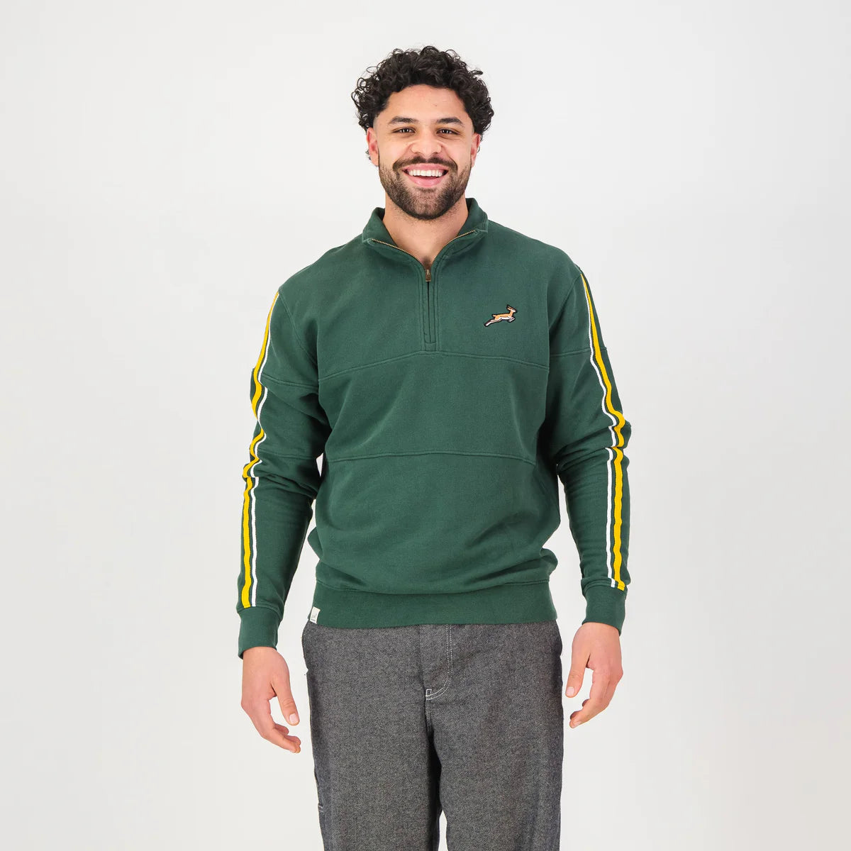 Springboks Twill SLV Quarter Zip Sweat-OS Green