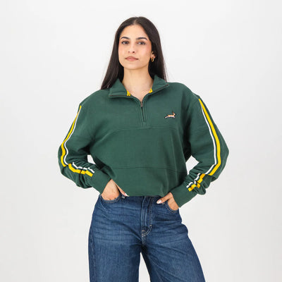 Springboks Twill SLV Quarter Zip Sweat-OS Green