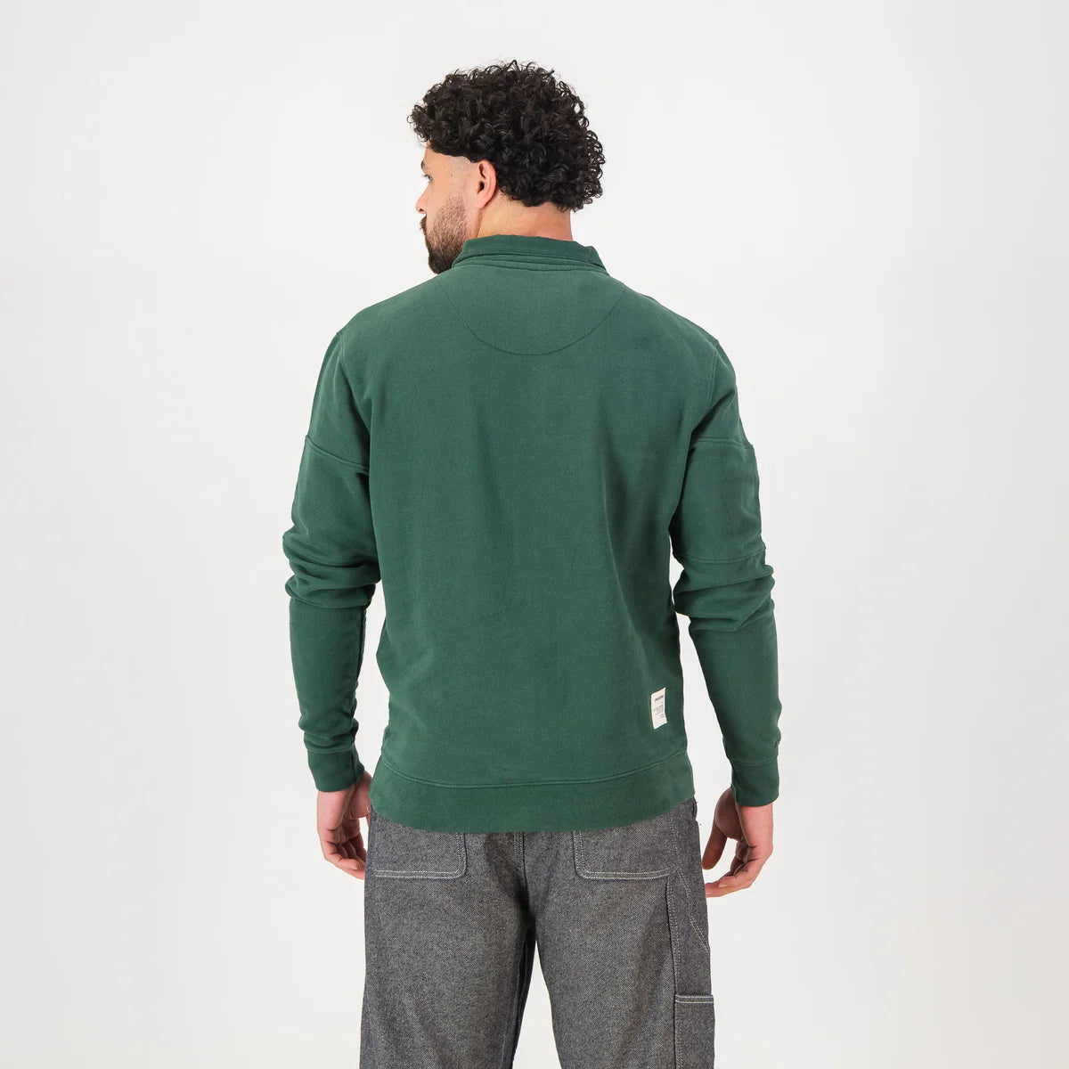 Springboks Twill SLV Quarter Zip Sweat-OS Green