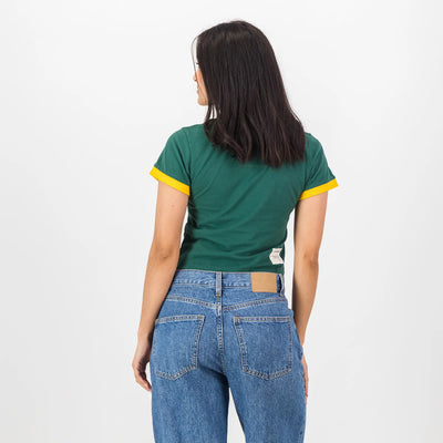 Springboks Ringer Crop Crew Tee - OS Green