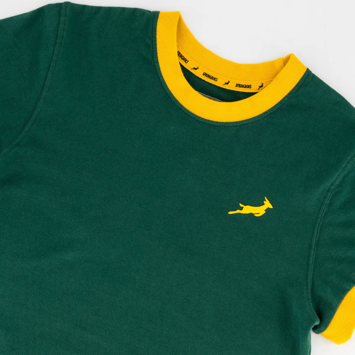 Springboks Ringer Crop Crew Tee - OS Green