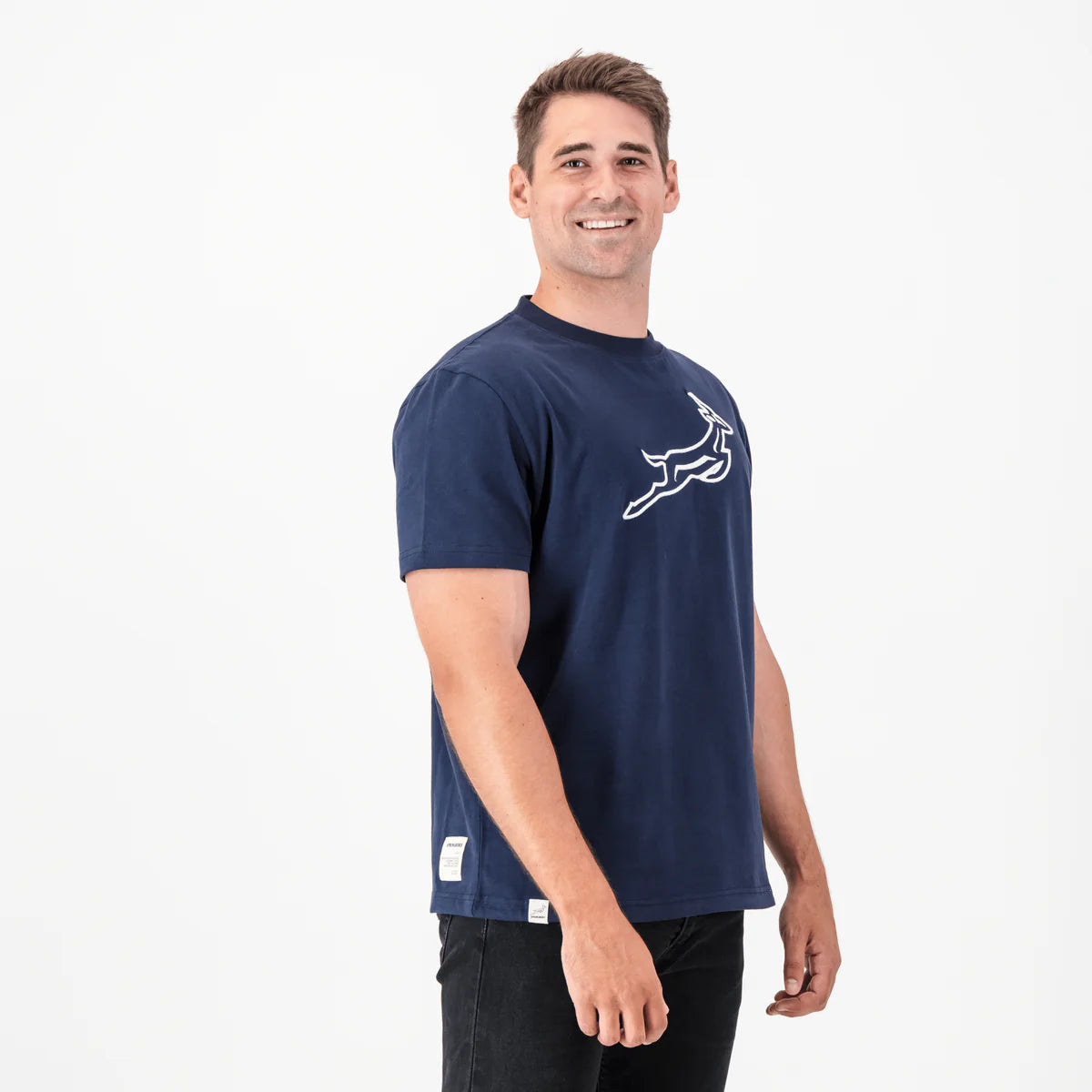 Springboks Outline EMB Regular Crew Tee-Navy
