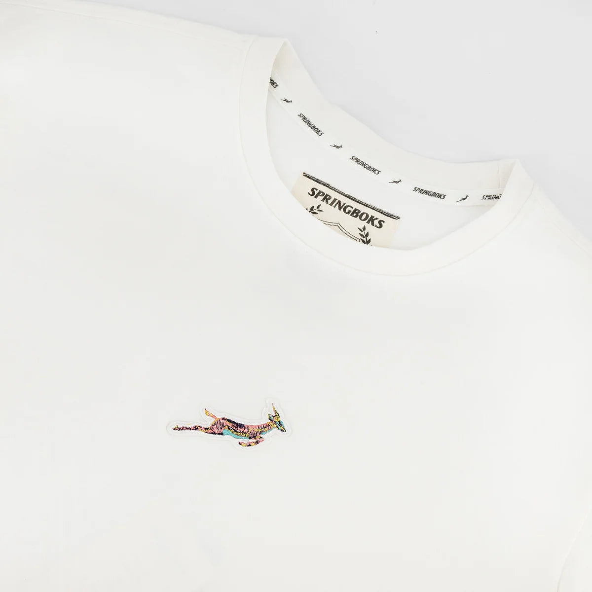 Springboks Pop Badge Ladies Boxy Crew Tee-White