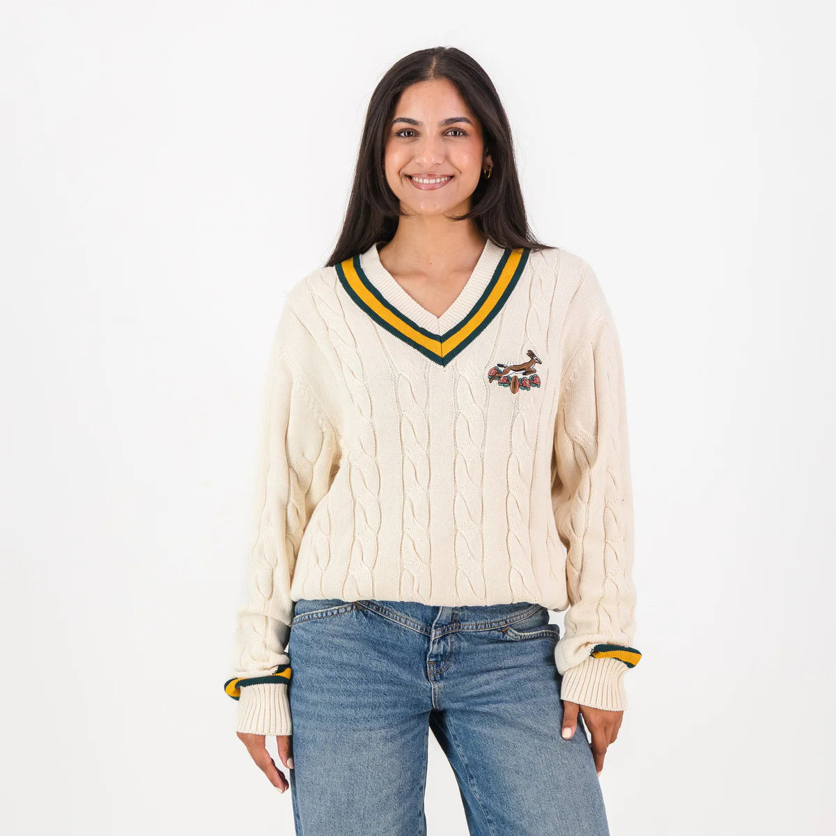 Springboks 95 LS V-neck Knit-Ivory