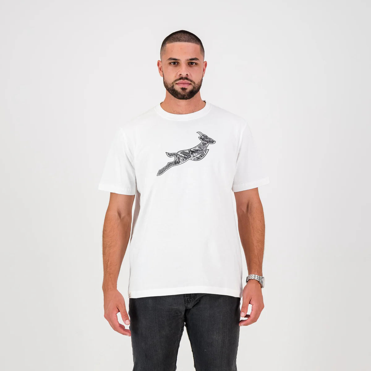 Springboks Stadium Bok Regular Crew Tee-White