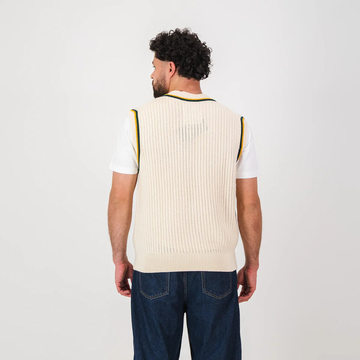 Springboks Crochet Vest Knit-Ivory