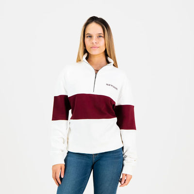 Old School Hoop Quarter Zip Sweat-Maroon