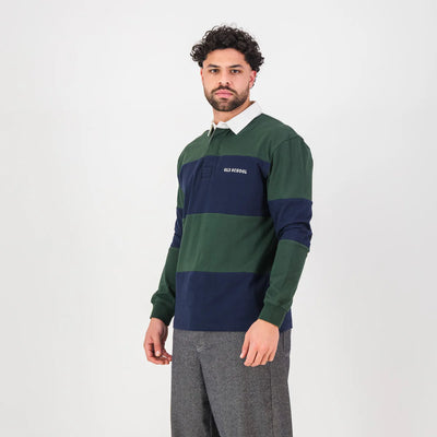 Old School C&S Stripe LS Rugby Jersey-Navy