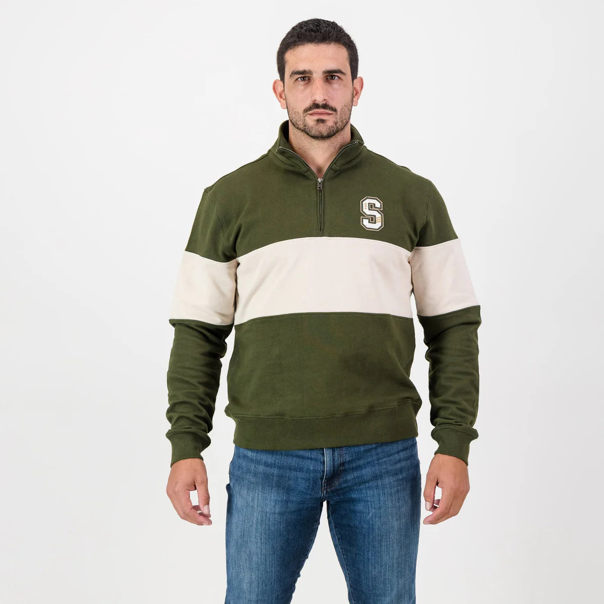 Stillknocks S Hoop Quarter Zip Sweat-Military Olive