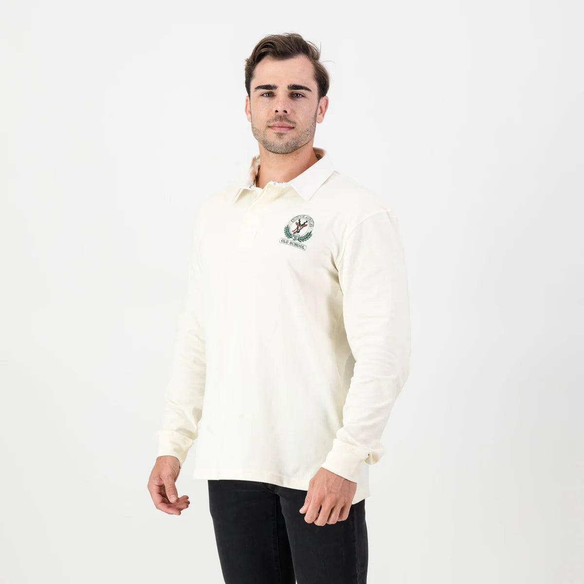 SA Supporters Badge LS Rugby Jersey-Ivory